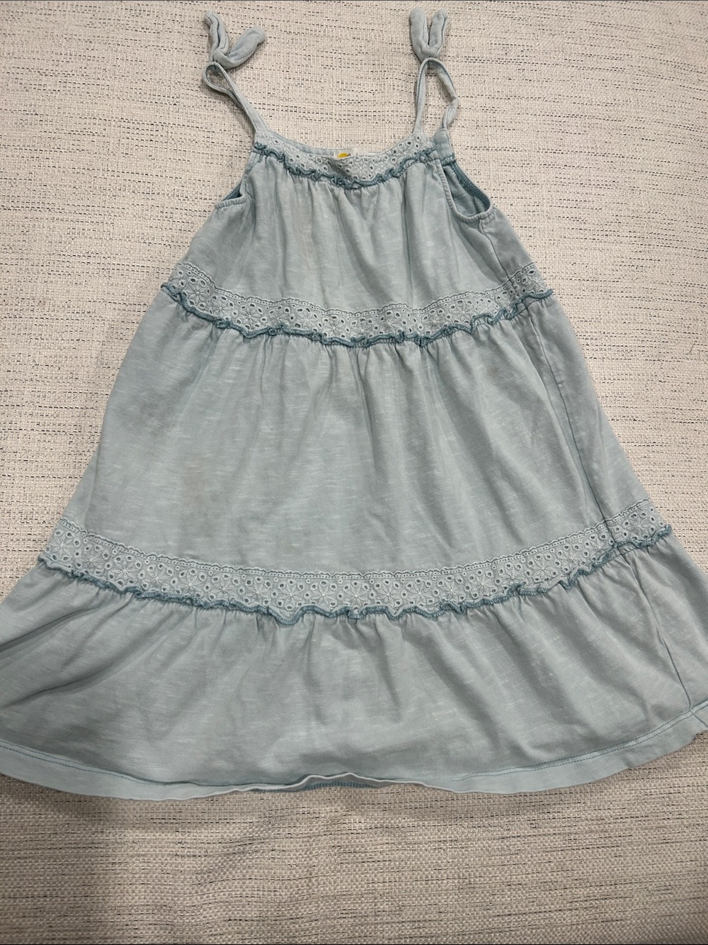 Boden Light Blue Tiered Eyelet Sundress